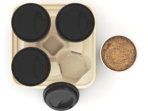 Takeout Coffee Cup with Lid and Holder 3D Model