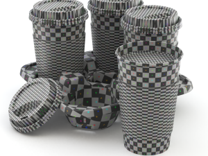 Takeout Coffee Cup with Lid and Holder 3D 모델