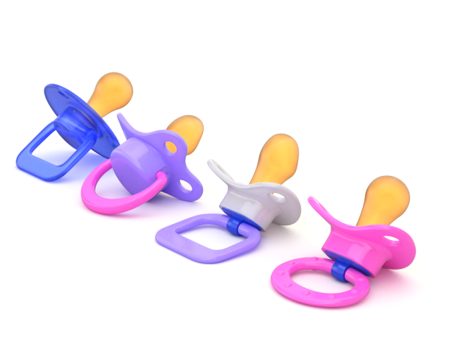Pacifier Set 3D Model .c4d .max .obj .3ds .fbx .stl .blend 