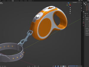 Dog Leash with Dog Collar 3D Model