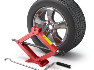 Scissor Jack with Car Wheel Modelo 3D