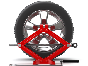 Scissor Jack with Car Wheel Modelo 3D