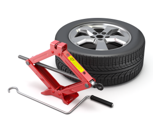 Scissor Jack with Car Wheel Modelo 3D