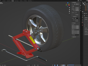 Scissor Jack with Car Wheel Modelo 3D
