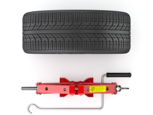Scissor Jack with Car Wheel Modelo 3D