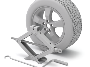 Scissor Jack with Car Wheel Modelo 3D