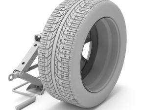 Scissor Jack with Car Wheel Modelo 3D