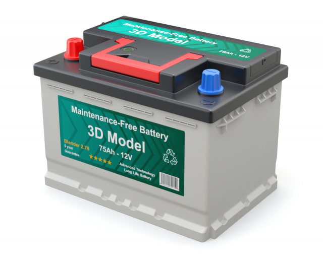 Car Battery Model 3D .c4d .max .obj .3ds .fbx .stl .blend 
