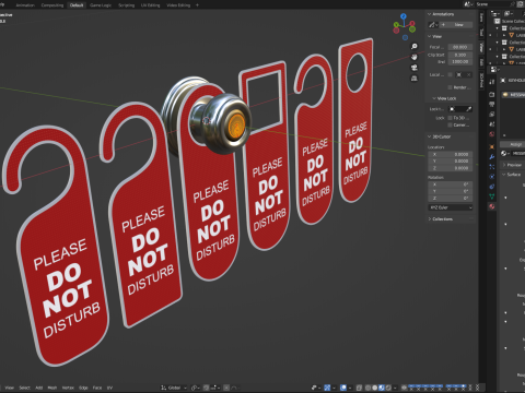 Do Not Disturb Door Hanger with Knob 3Dモデル