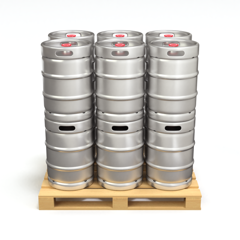 Beer Kegs on the Pallet 3D Model .c4d .max .obj .3ds .fbx .stl .blend 