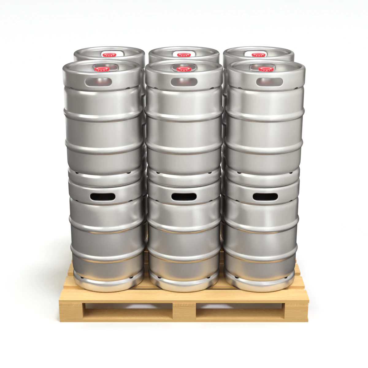 Beer Kegs on the Pallet 3D Model .c4d .max .obj .3ds .fbx .stl .blend 