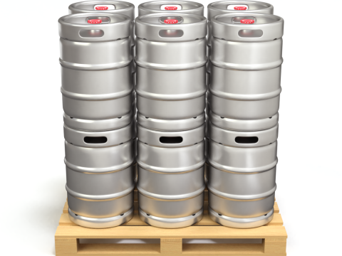 Beer Kegs on the Pallet 3D Model