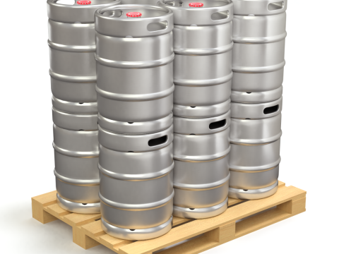 Beer Kegs on the Pallet 3D Model