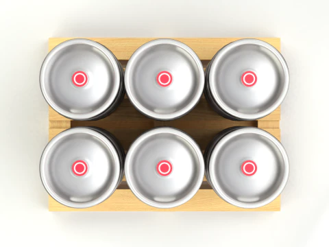 Beer Kegs on the Pallet 3D Model