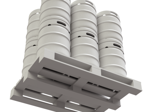 Beer Kegs on the Pallet 3D Model