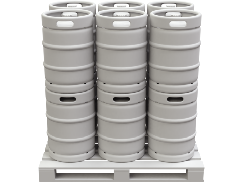 Beer Kegs on the Pallet 3D Model
