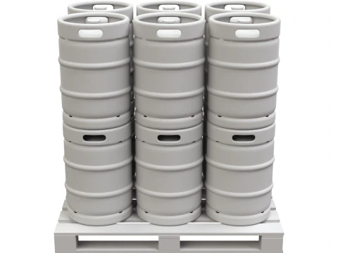 Beer Kegs on the Pallet 3D Model