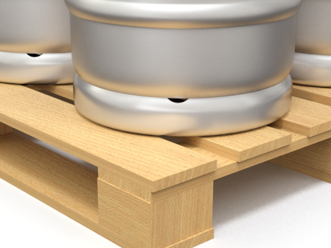 Beer Kegs on the Pallet 3D Model