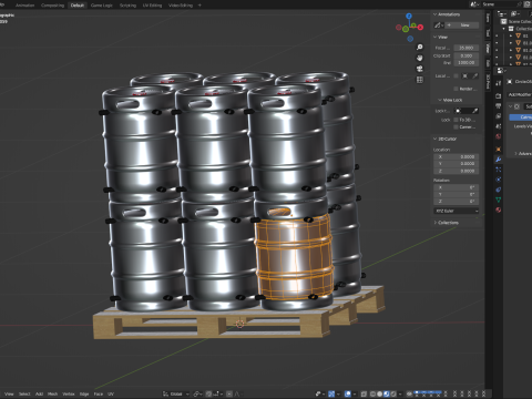 Beer Kegs on the Pallet 3D Model