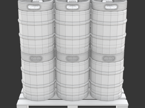Beer Kegs on the Pallet 3D Model