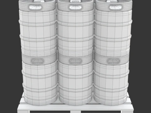 Beer Kegs on the Pallet 3D Model