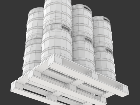 Beer Kegs on the Pallet 3D Model
