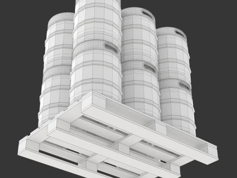 Beer Kegs on the Pallet 3D Model