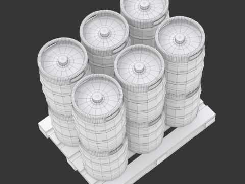 Beer Kegs on the Pallet 3D Model