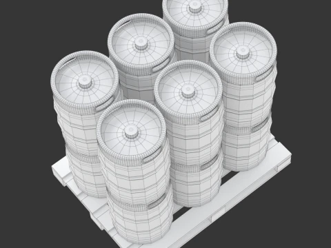 Beer Kegs on the Pallet 3D Model