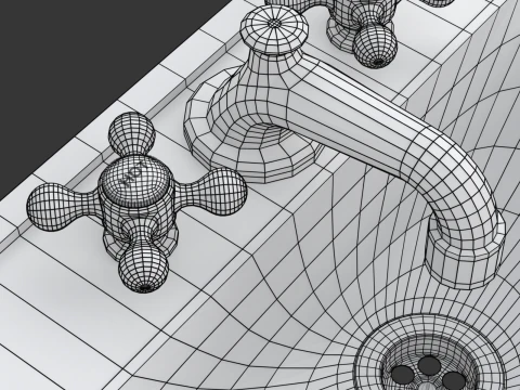 Retro Washing Sink 3D Model