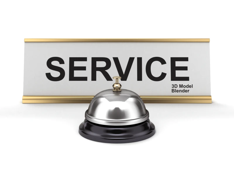 Campainha de recepção com placa Modelo 3D .c4d .max .obj .3ds .fbx .stl .blend