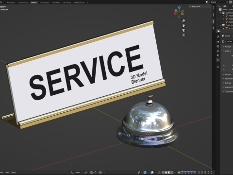 Reception Bell with Sign 3D मॉडल