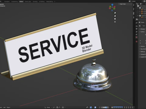 Campainha de recep&ccedil;&atilde;o com placa Modelo 3D