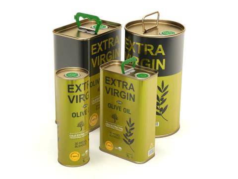 Olive Oil Can Set 3D Model