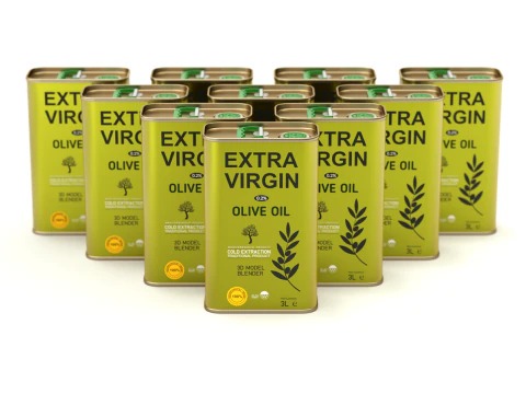 Olive Oil Can Set 3D Model
