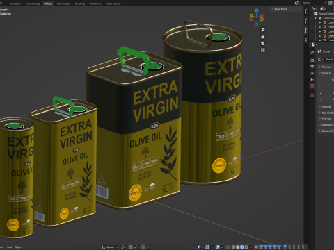 Olive Oil Can Set Model 3D