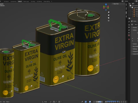 Olive Oil Can Set 3D Model