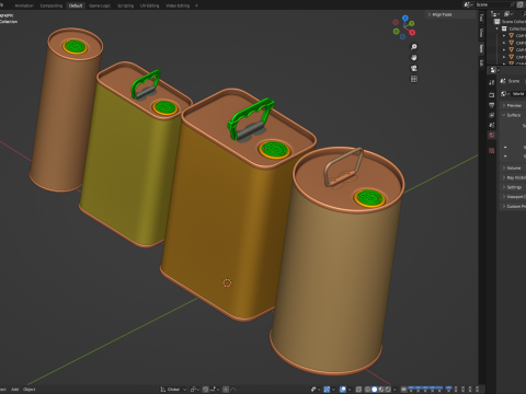 Olive Oil Can Set Model 3D