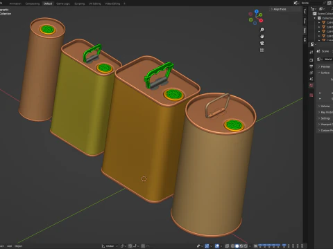Olive Oil Can Set 3D Model