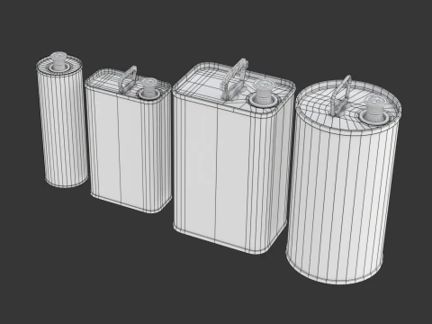 Olive Oil Can Set 3D Model