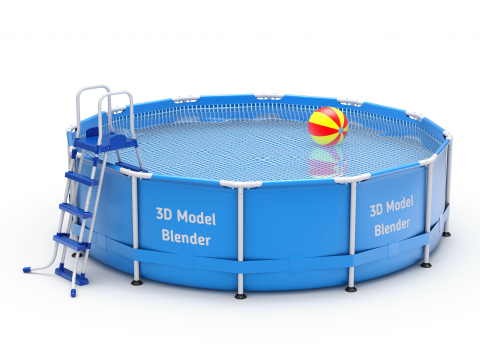 Frame Swimming Pool with Waterpool Stairs Model 3D