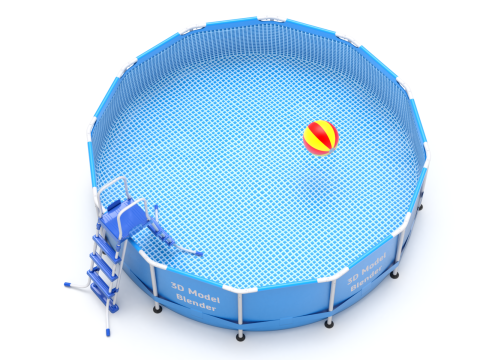 Frame Swimming Pool with Waterpool Stairs 3D Model