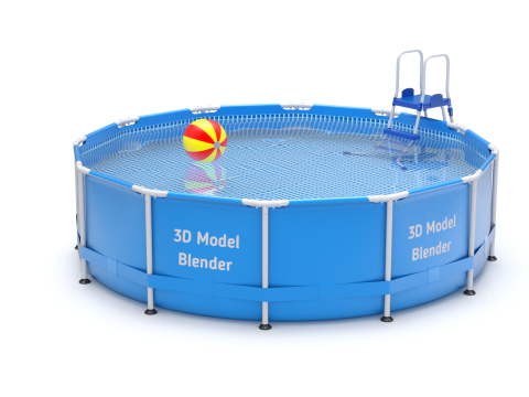Frame Swimming Pool with Waterpool Stairs 3D Model