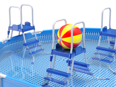 Frame Swimming Pool with Waterpool Stairs 3D Model