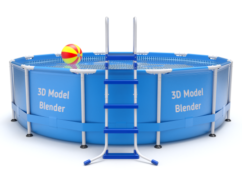 Frame Swimming Pool with Waterpool Stairs 3D Model