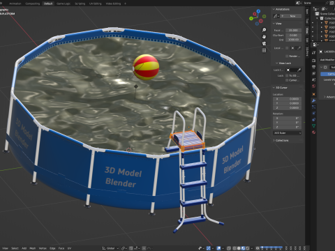 Frame Swimming Pool with Waterpool Stairs 3D Model