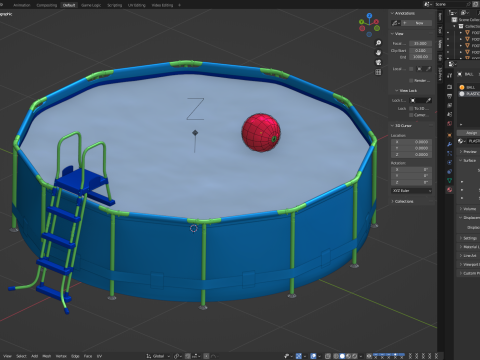 Frame Swimming Pool with Waterpool Stairs 3D Model