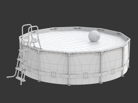Frame Swimming Pool with Waterpool Stairs 3D Model