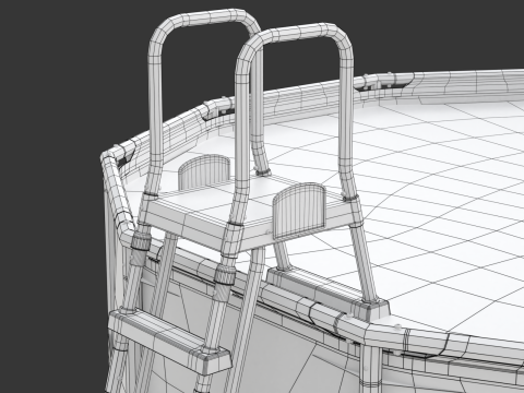Frame Swimming Pool with Waterpool Stairs 3D Model