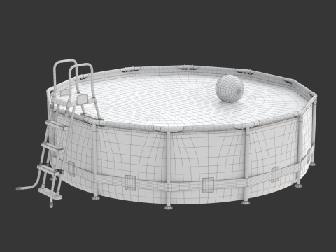 Frame Swimming Pool with Waterpool Stairs 3D Model